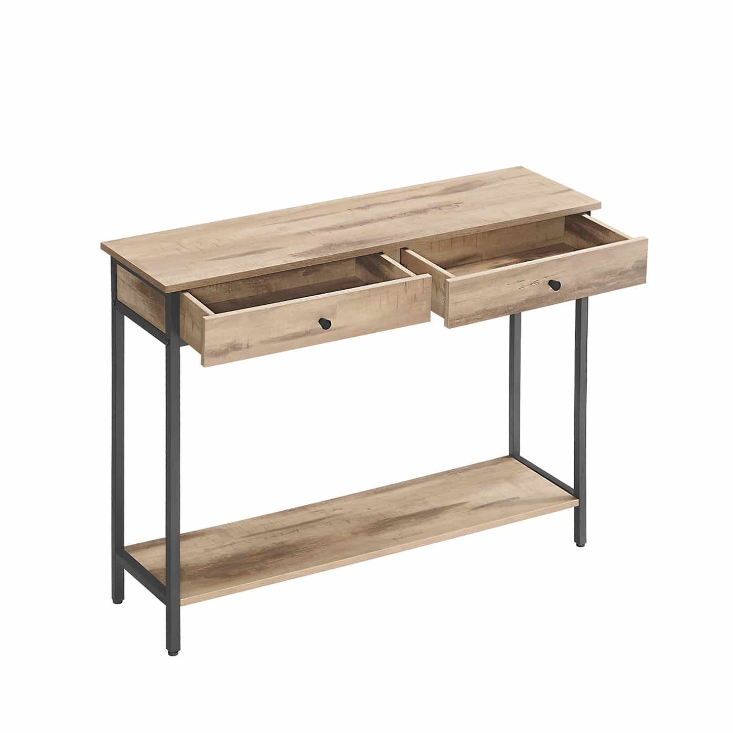 Konsolentisch mit 2 Schubladen kamelbraun-tintenschwarz