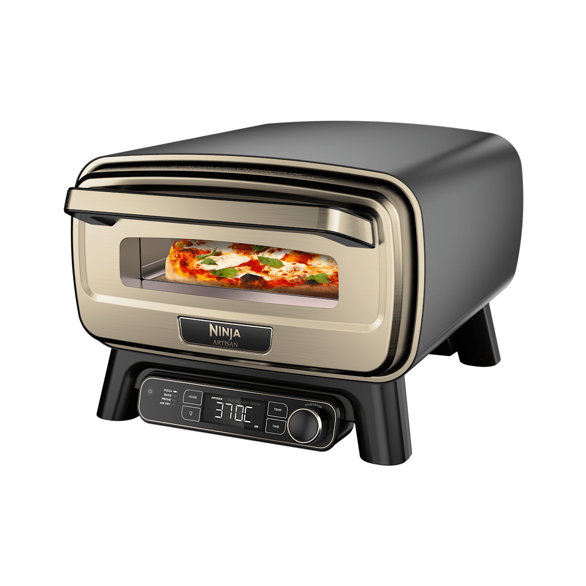 Ninja Artisan Outdoor-Elektro-Pizzaofen und Heißluftfritteuse – Schwarz und Gold in Schwarz-gold | MO201EUBK1 | von SharkNinja
