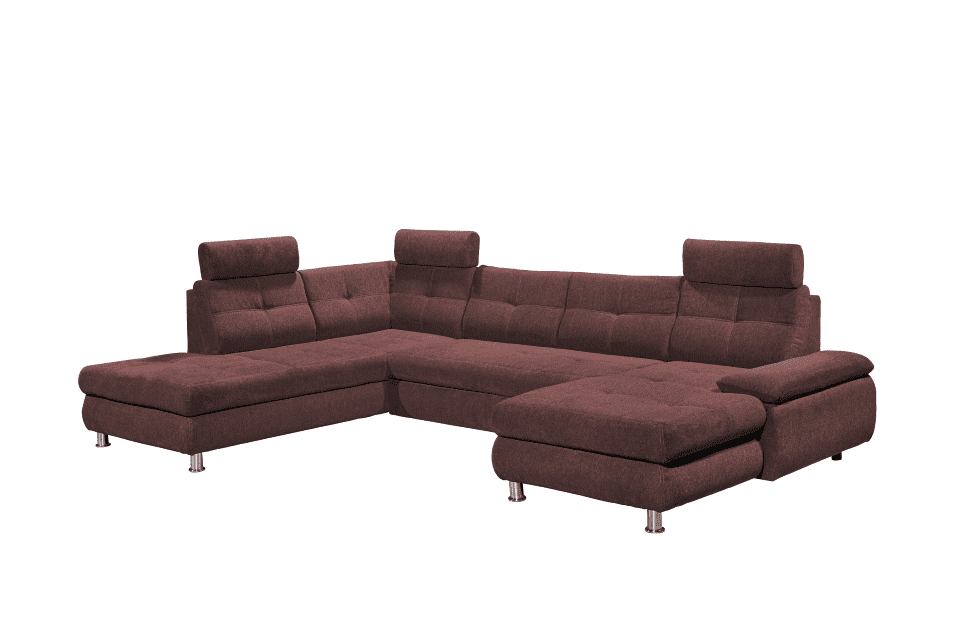 Wohnlandschaft Alba von ED Exciting Design mit Schlaffunktion & Bettkasten – U-Form Sofa aus hochwertigem Brego-Stoff