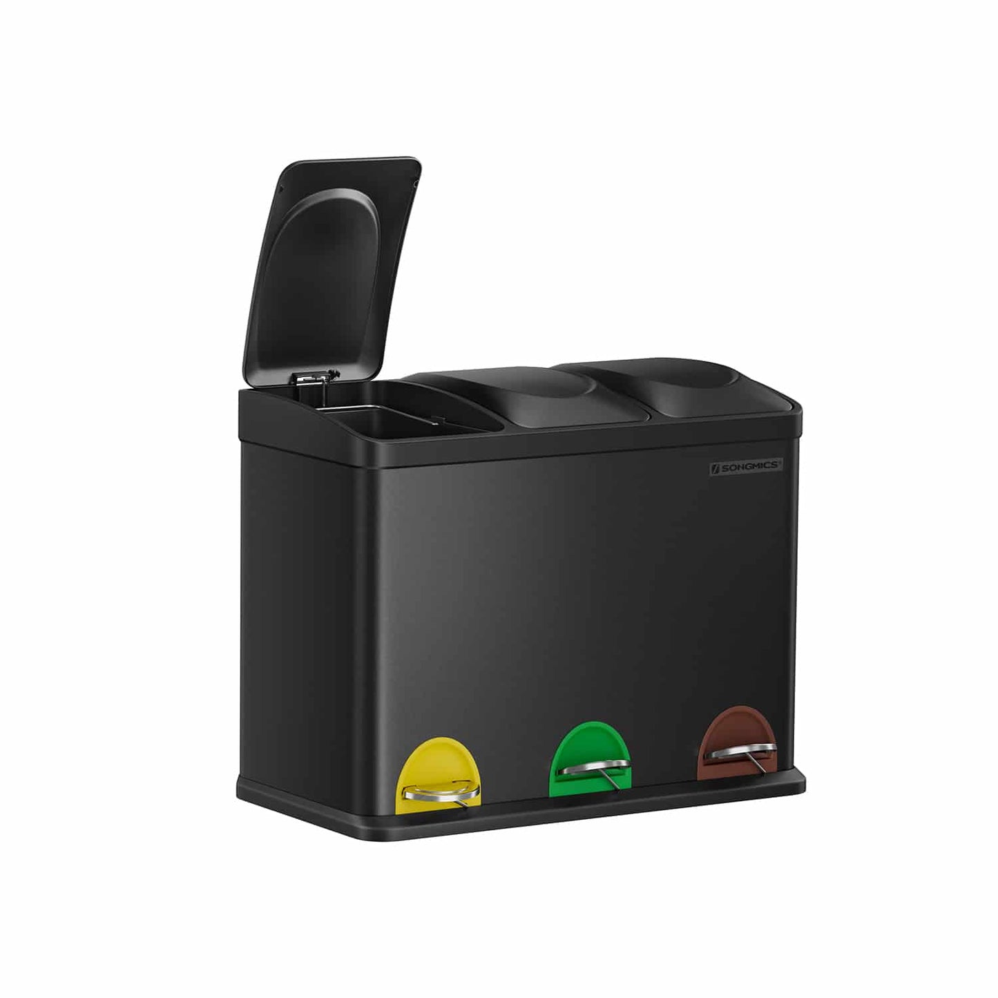 Mülleimer 3 x 15 Liter mit Deckel und Inneneimer schwarz