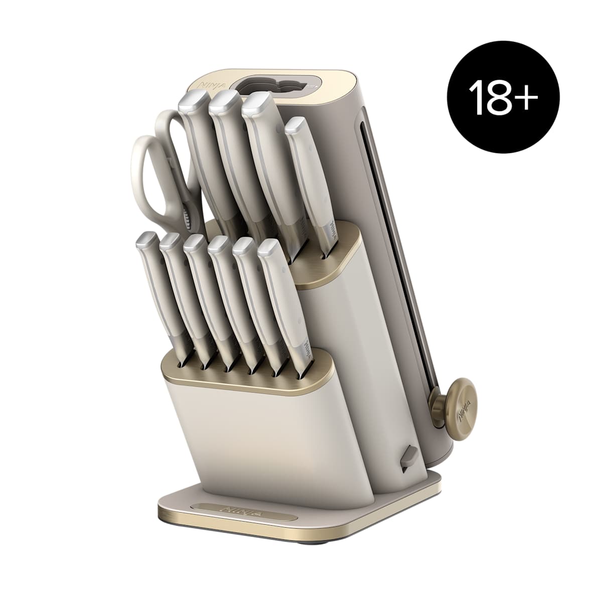 Ninja StaySharp 13-teiliges Messerblock-Set mit abnehmbarem Messerschärfer – Steingold in Beige/Silber | NK32013EUUKSD1 | von SharkNinja