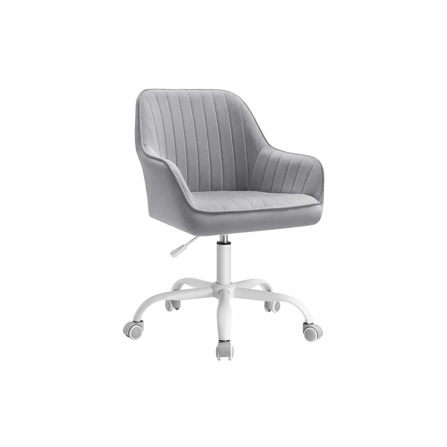 Bürostuhl mit Samtbezug höhenverstellbar und taubengrau