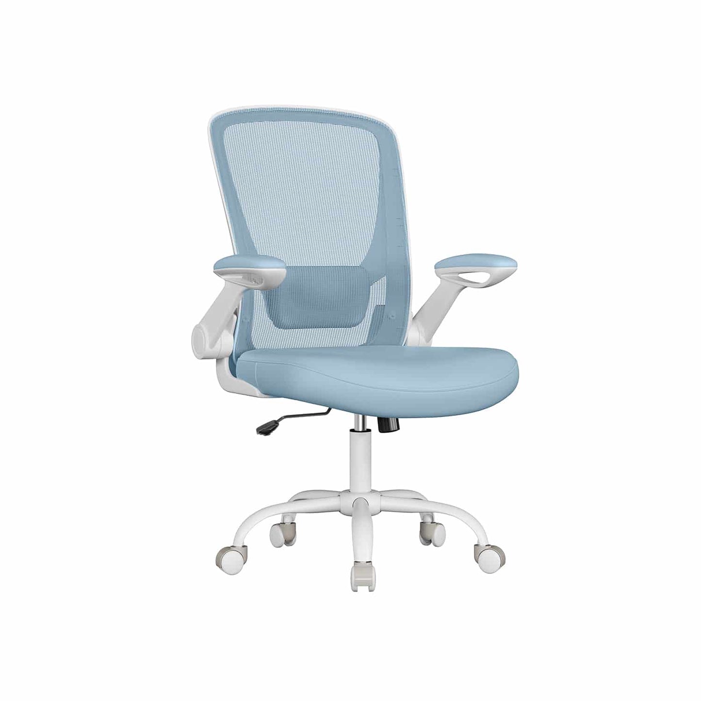 Bürostuhl ergonomisch klappbare Armlehnen nebelblau