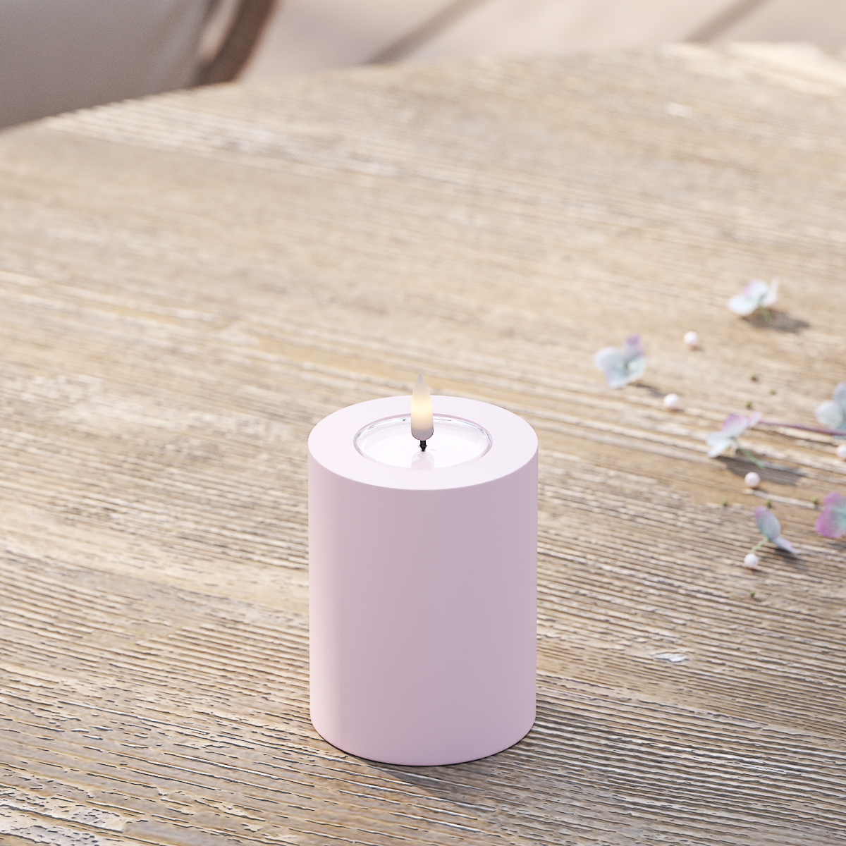 LED-Blockkerzen für den Außenbereich Ø 7,5 x 10 cm Verblasst Rot