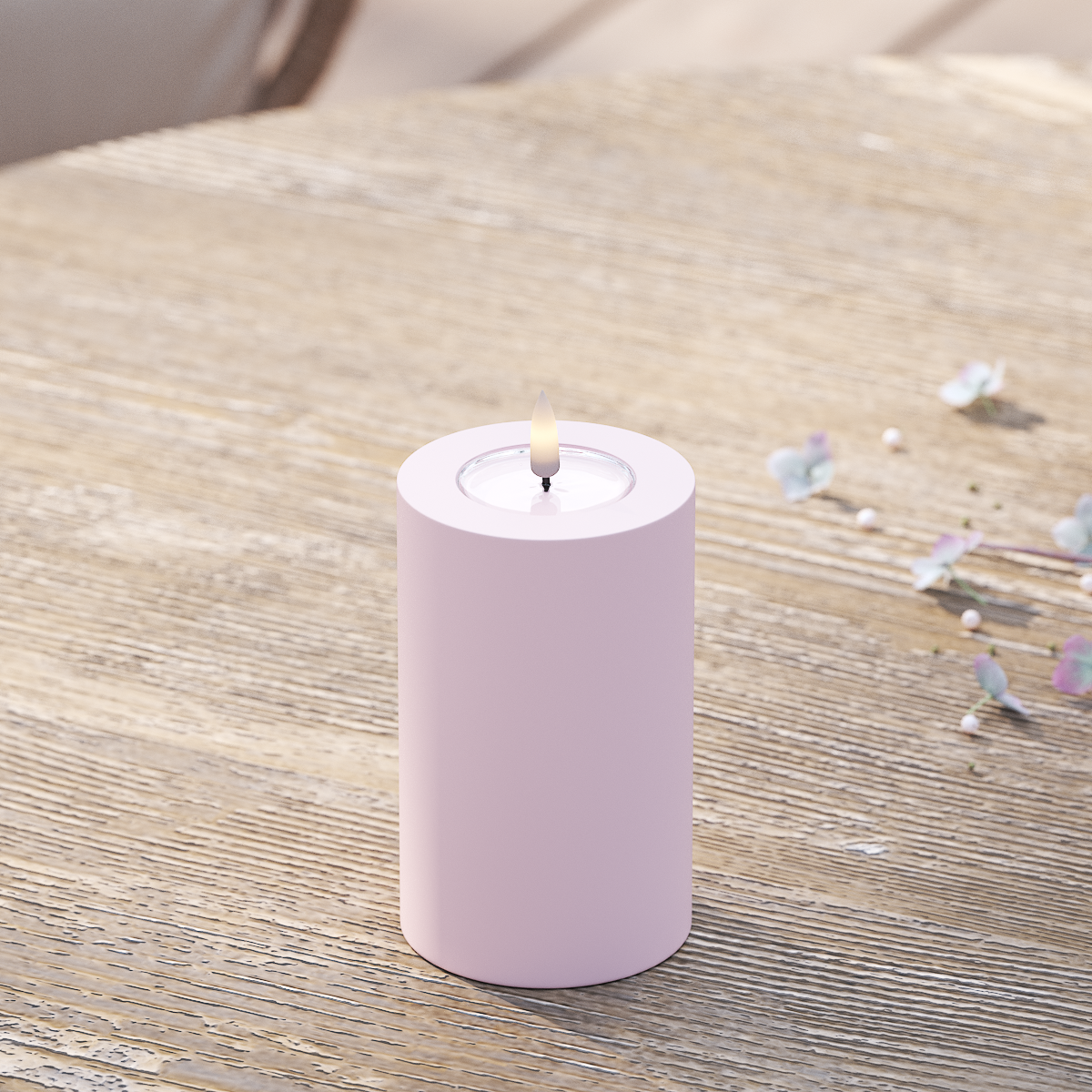 LED-Blockkerzen für den Außenbereich Ø 7,5 x 12,5 cm Verblasst Rot