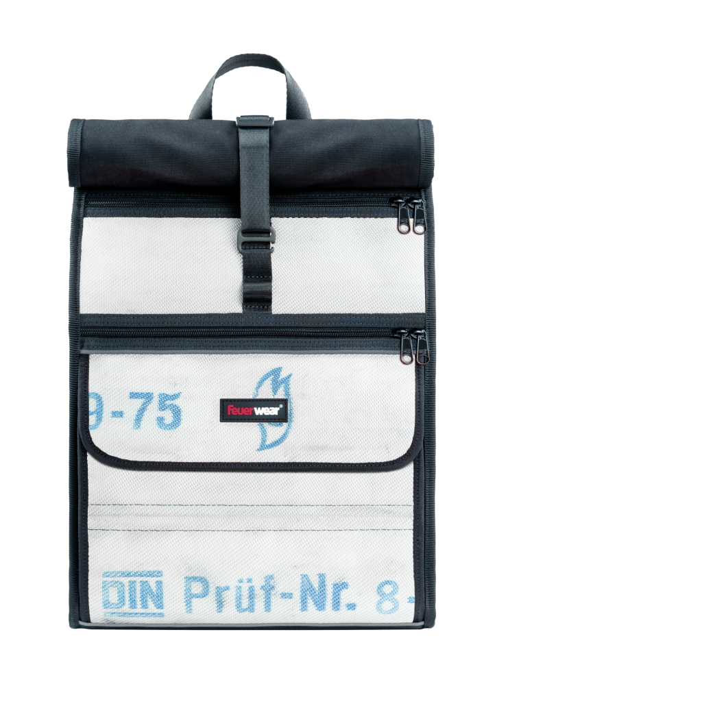 Feuerwear Rolltop Rucksack Eddie, weiß, aus recyceltem Feuerwehrschlauch