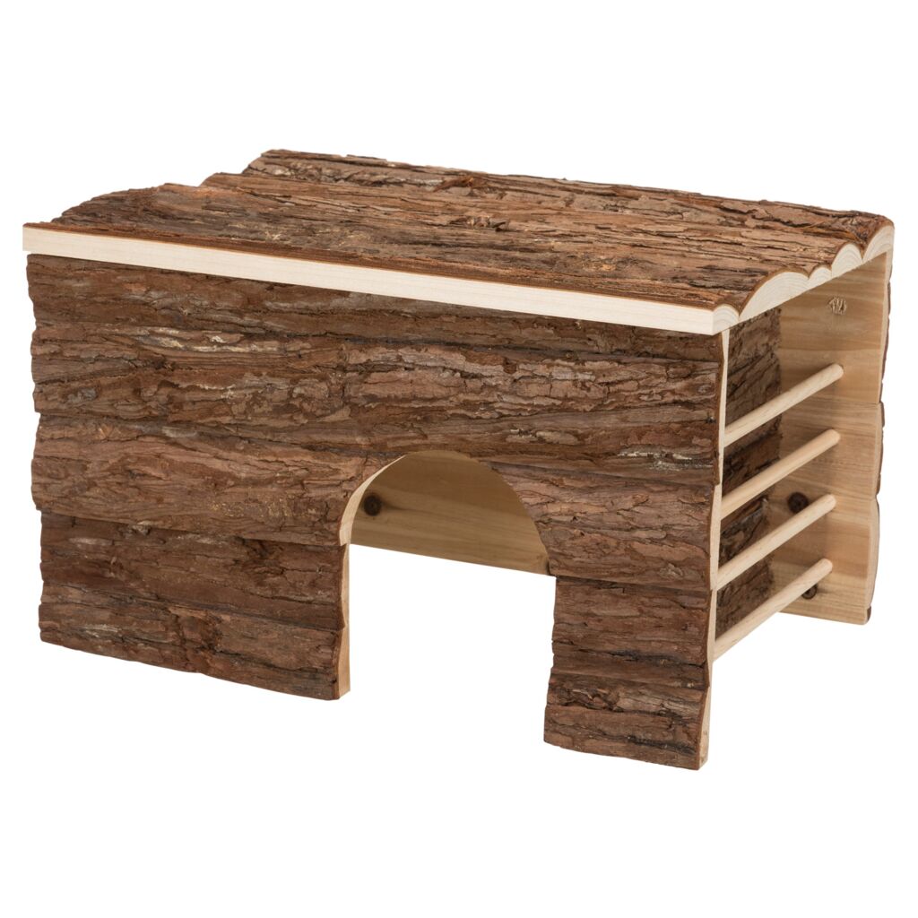 Haus Ila 2 Ausgänge/Raufe, Meerschw., Rindenholz