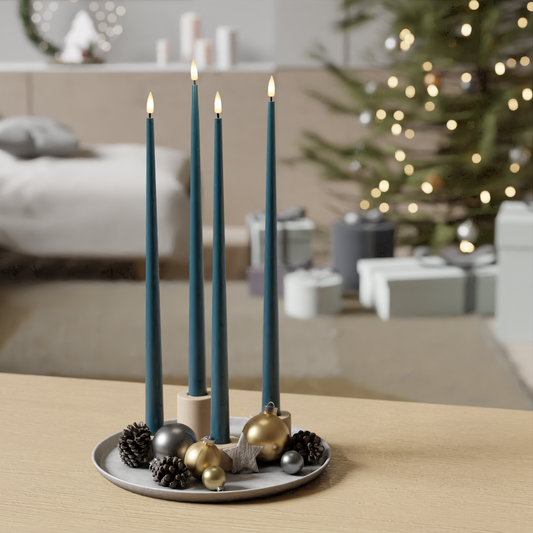 LED-Kerzenlicht Mit Lack – Petrol – 38 cm