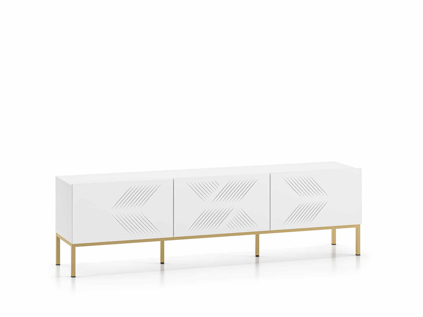 Clearing 04 weißes TV Lowboard mit goldenen Gestell