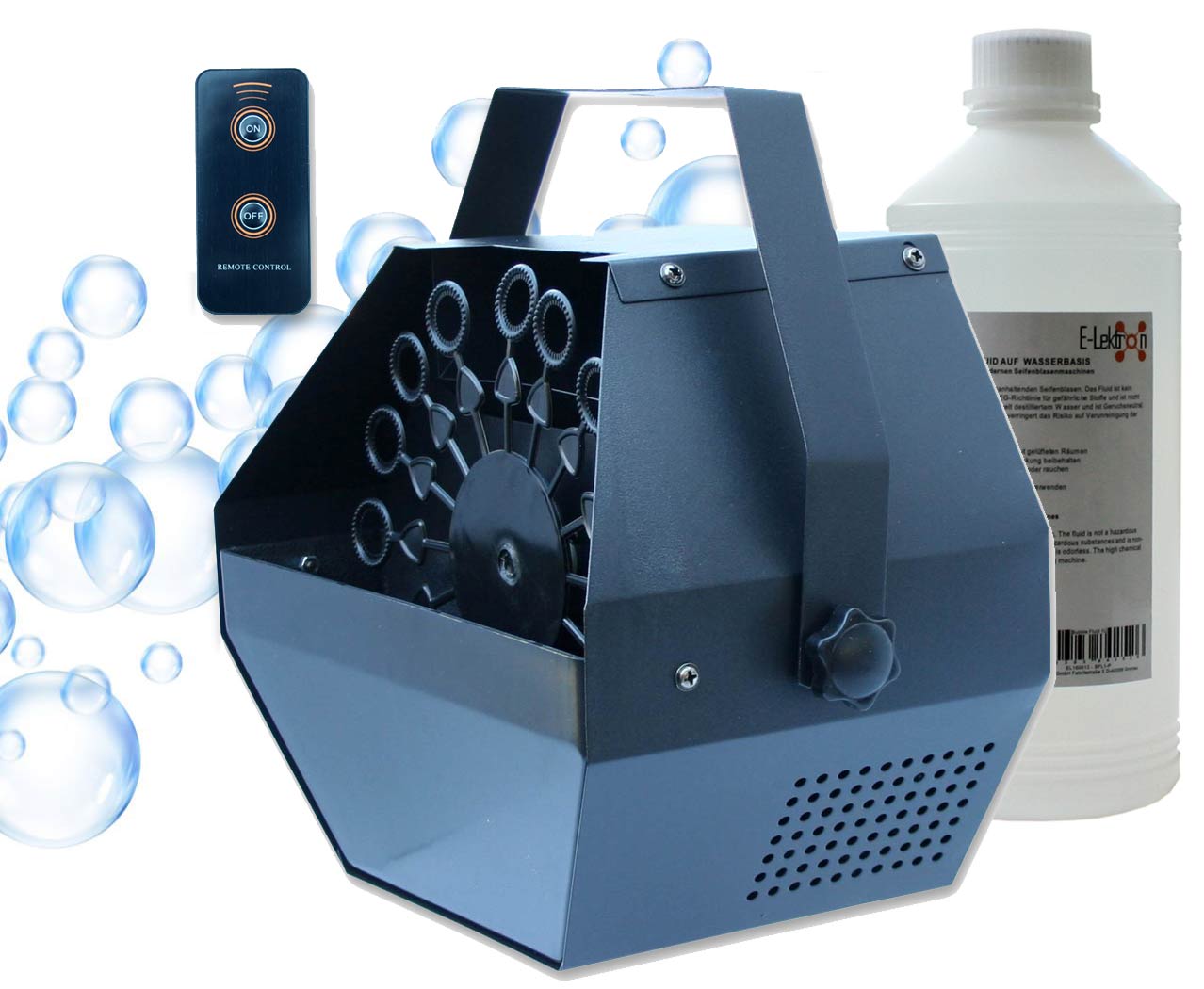 EL189063 E-Lektron B500-R Seifenblasenmaschine mit Fernbedienung inkl. 1L Fluid