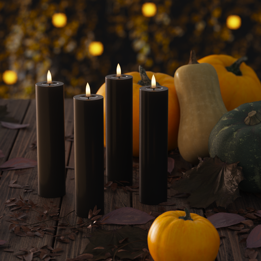 LED-Blockkerzen Ø 5 x 20 cm Schwarz – 4 Stück