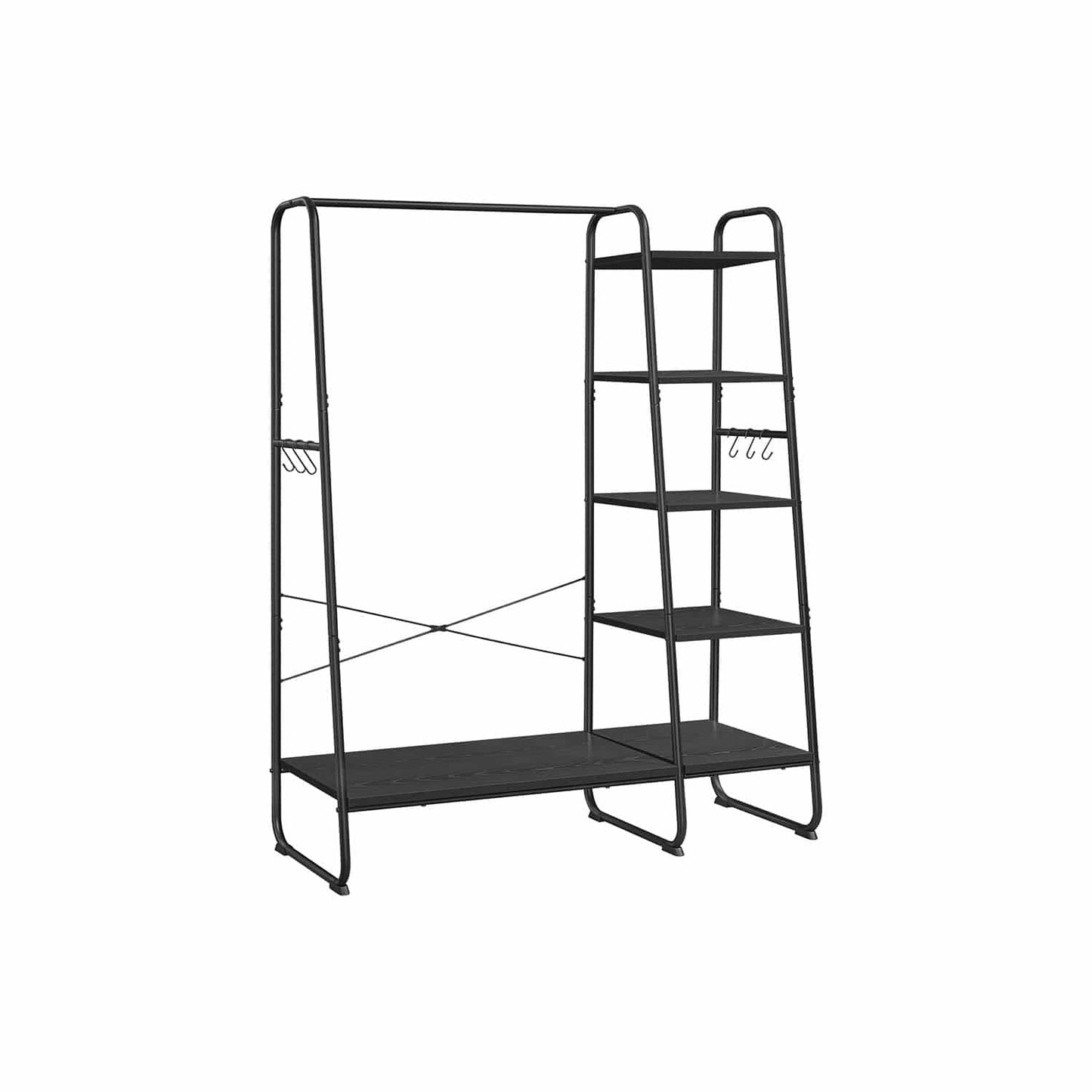 Kleiderständer mit 6 Haken ebenholzschwarz-mattschwarz