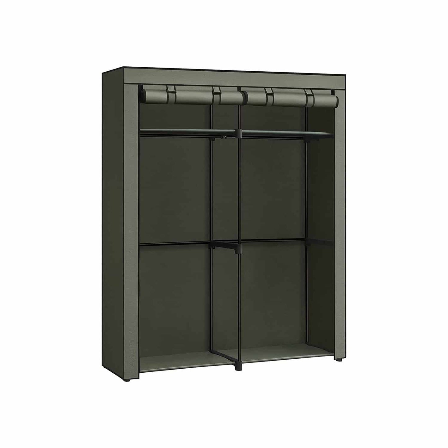 Stoffschrank mit 2 Kleiderstangen salbeigrün