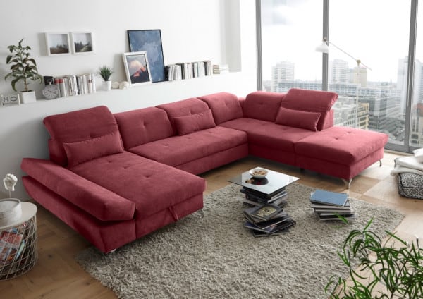 Wohnlandschaft Melfi von Ed Exciting Design – Modernes U-Form Sofa mit Schlaffunktion und Bettkasten