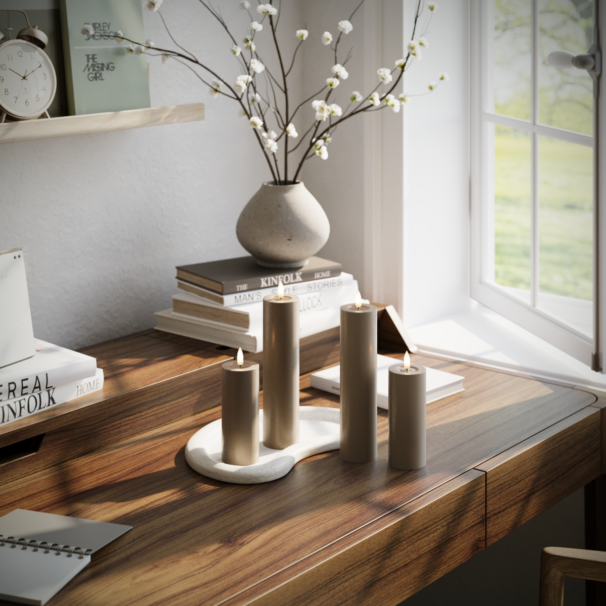 LED-Blockkerzen-Paket – Karamell – 2x 5 x 12,5 | 2x 5 x 20 cm