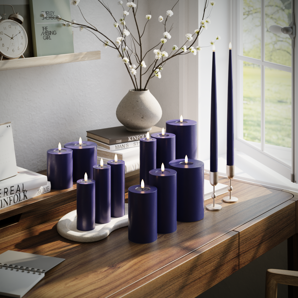 LED-Kerzenpaket – Königsblau – 5 x 10 + 12,5 + 15 + 20 | 7,5 x 10 + 12,5 + 15 + 20 | 5 x 10 + 15 + 20 | 2 Stück 38 cm