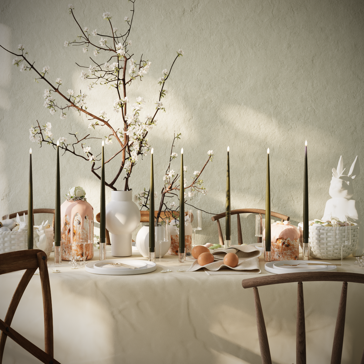 LED-Kerzenlicht Mit Lack-Set – Dunkelgrün – 8 Stück 38 cm Kerzenlicht