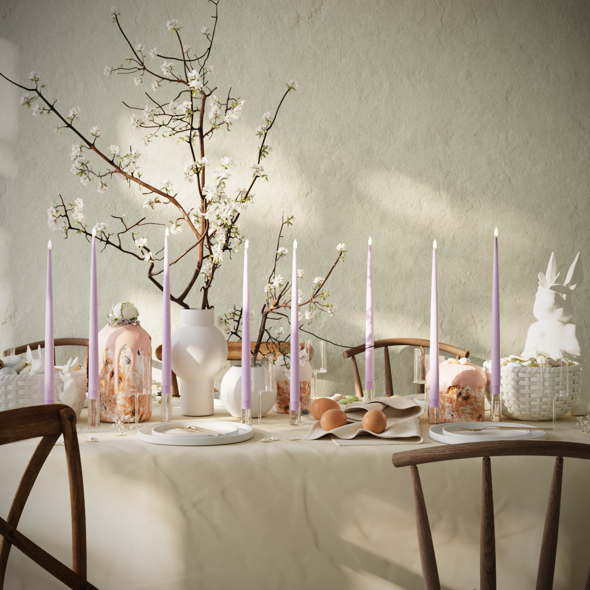 LED-Kerzenlicht Mit Lack im Set – Lavendel – 8 Stück 38 cm Kerzenlicht