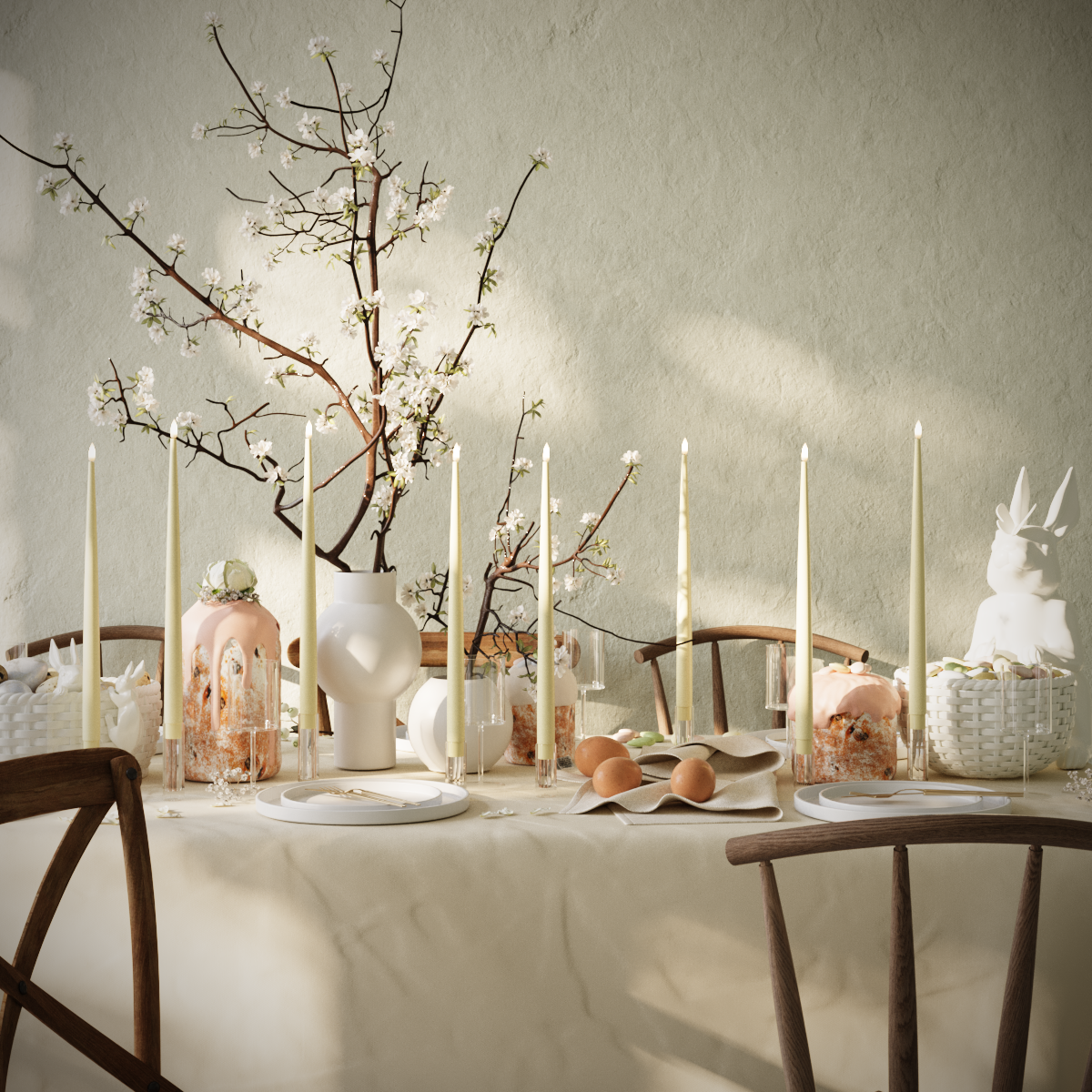 LED-Kerzenlicht Mit Lack-Set – Hellgelb – 8 Stück 38 cm Kerzenlicht