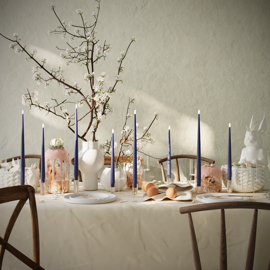 LED-Kerzenlicht Mit Lack-Paket – Königsblau – 4 Stück 38 cm | 4 Stück 28 cm