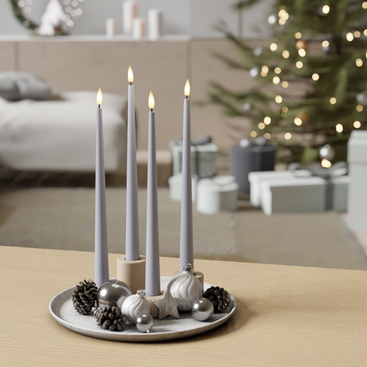 Mist Blue Kerzenlicht Mit Lack, 4er-Pack, 28 cm