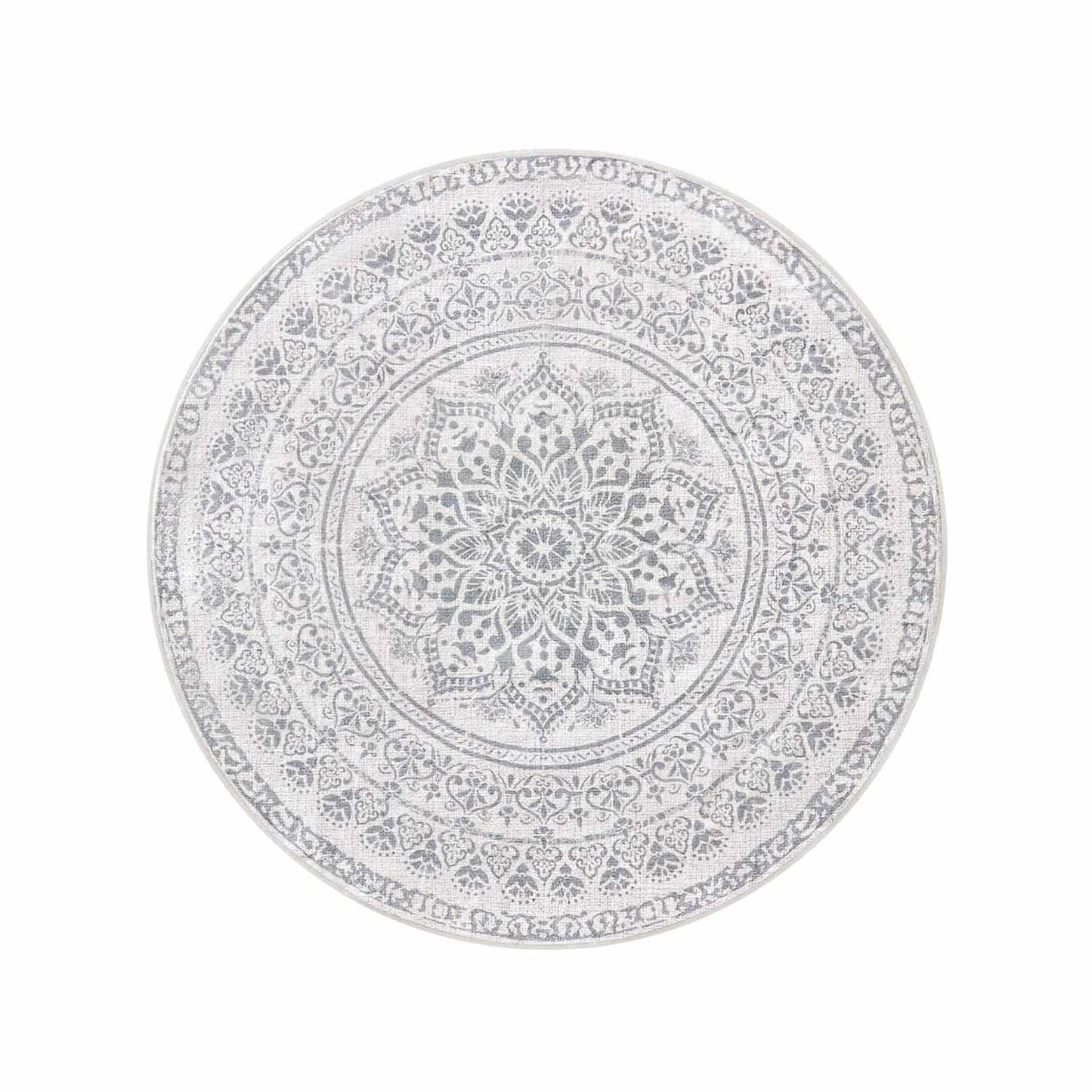 Teppich rund 120 cm d Boho-Stil taubengrau