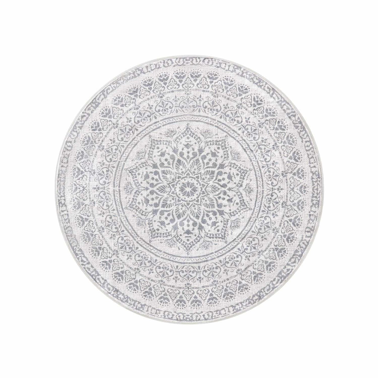 Teppich rund 160 cm d Boho-Stil taubengrau