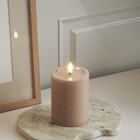 Einzigartig LED Blockkerzen D 7,5 x 10 cm Rosa