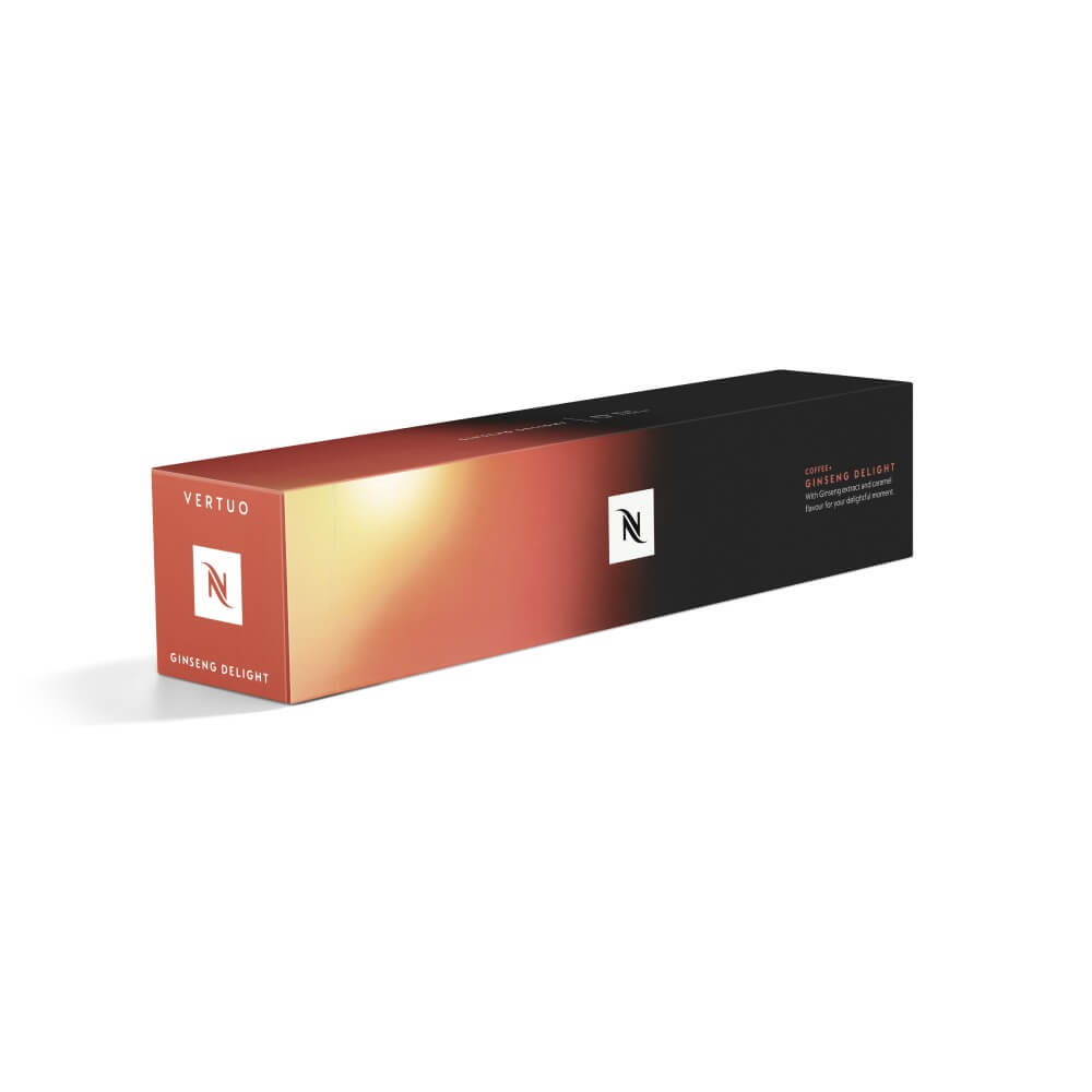 Nespresso Ginseng Delight Vertuo Line 10 Double Espresso Kaffeekapseln 80ml Mit Panax-Ginseng-Extrakt und Karamellaroma