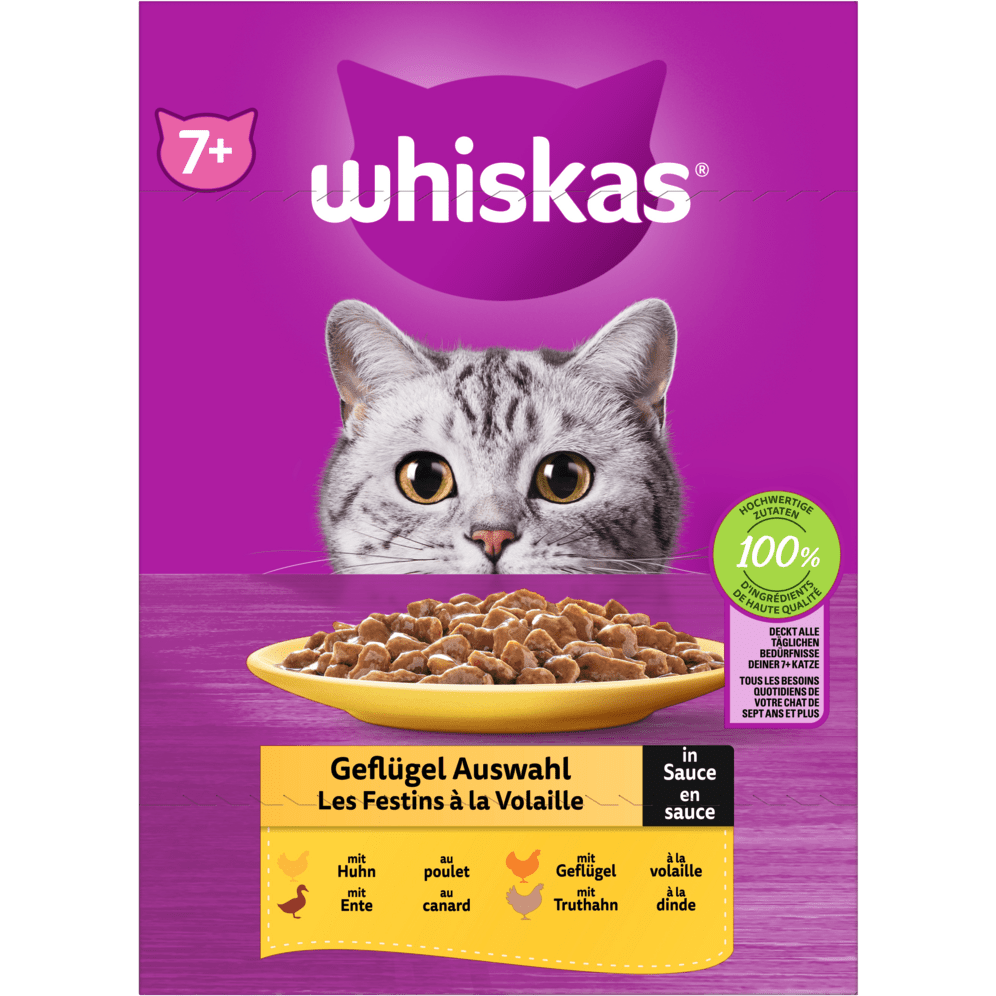 Whiskas 7+ Geflügel Auswahl Sauce 12x85g