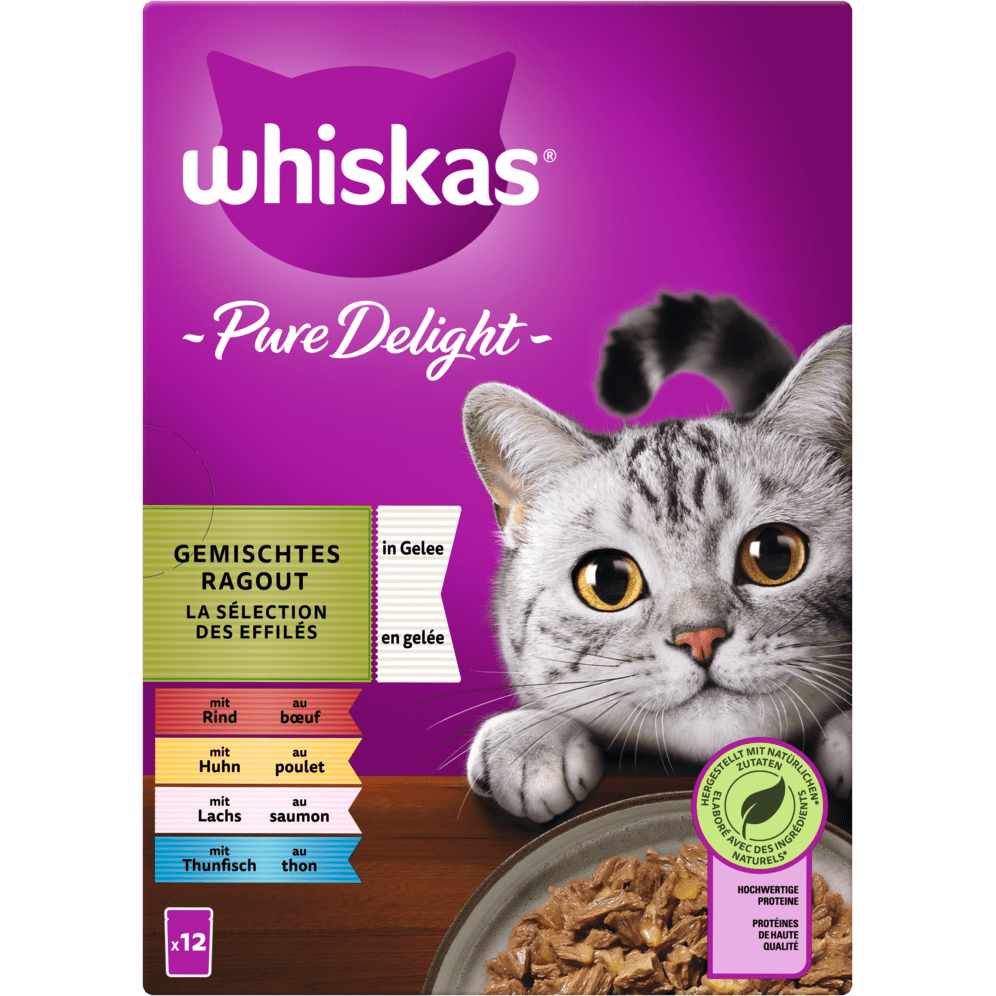 Whiskas Pure Del. Gem. Rag Gelee 12x85g