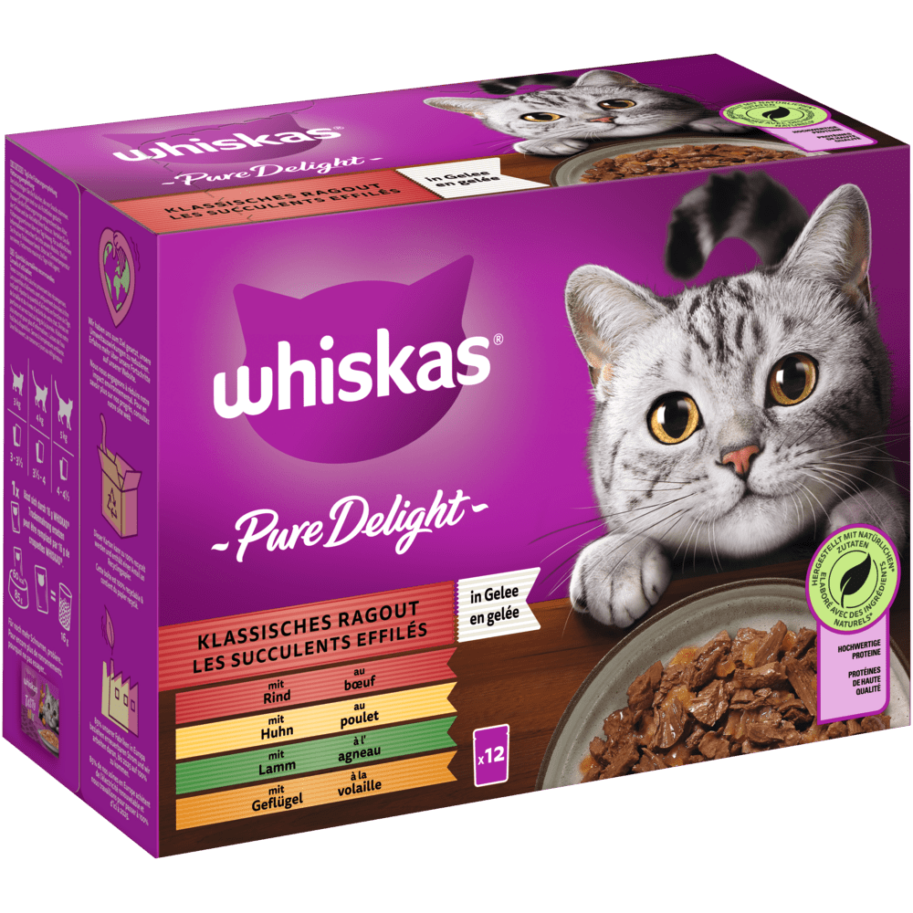 Whiskas Pure Del. Kla. Rag Gelee 12x85g 4er Pack