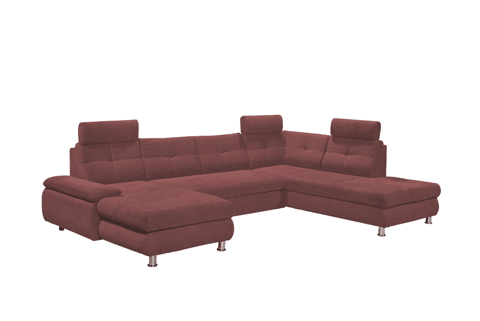 Wohnlandschaft Alba von ED Exciting Design mit Schlaffunktion & Bettkasten – U-Form Sofa aus hochwertigem Brego-Stoff