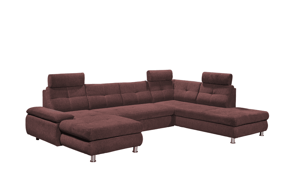Wohnlandschaft Alba von ED Exciting Design mit Schlaffunktion & Bettkasten – U-Form Sofa aus hochwertigem Brego-Stoff