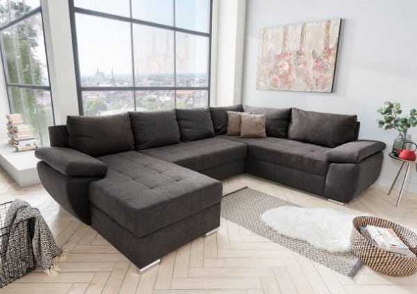 Benformato Wohnlandschaft Terana mit Schlaffunktion & Bettkasten - Mikrofaser - in vier verschiedenen Farben