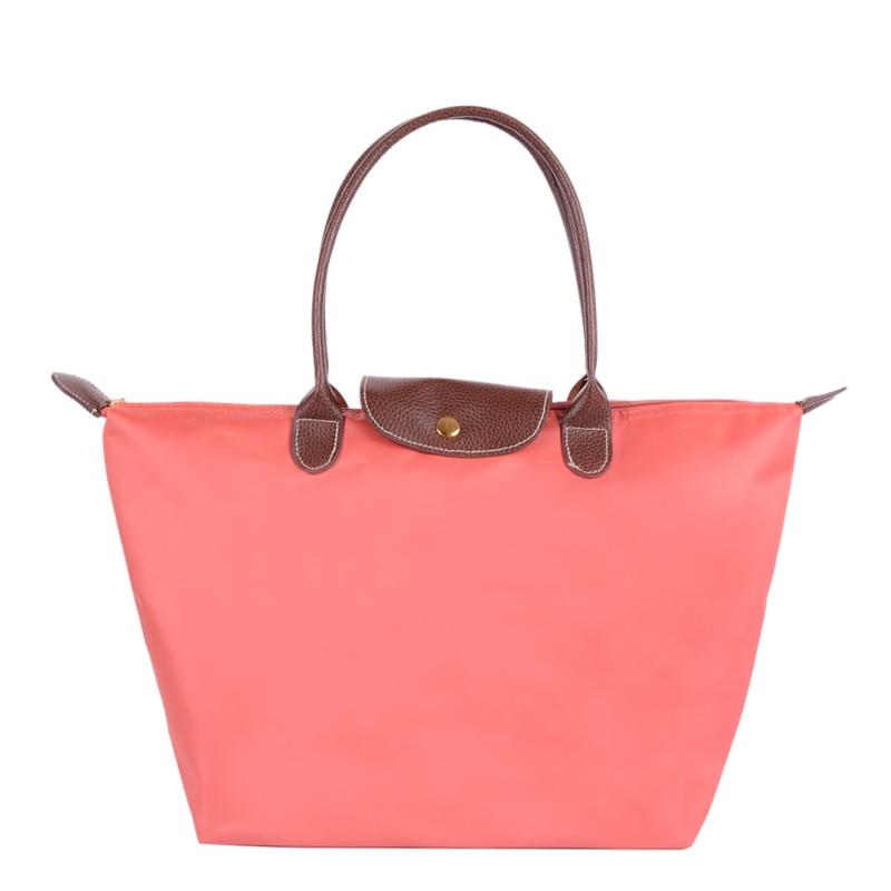 Neue Nylon Strand Tote Tasche Mode Frauen Handtasche Tote Oxford Schulter Taschen Weibliche Wasserdichte Knödel Falten Einkaufstasche 2024 M wassermelone roten