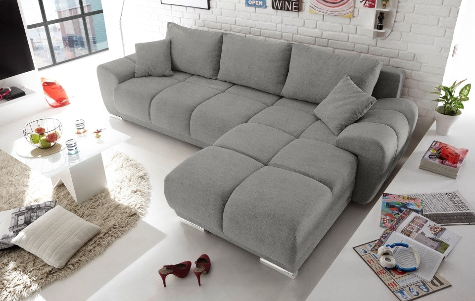 Ed Exciting Design Sofa Anton mit Schlaffunktion & Bettkasten in verschiedenen Farben erhältlich Luxus-Webstoff Flachgewebe beidseitig montierbar
