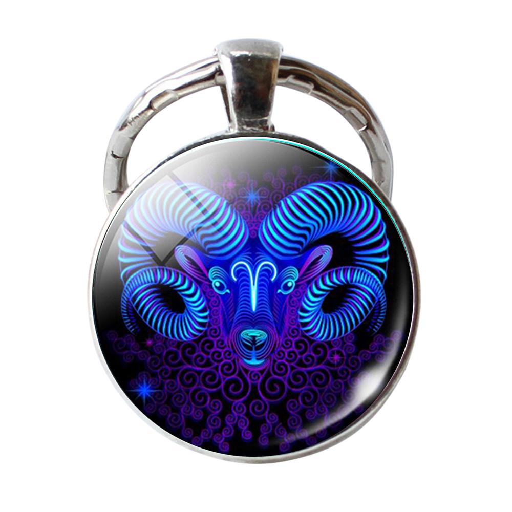 Schlüsselanhänger mit 12 Sternbildern, Sternzeichen-Anhänger, doppelseitiger Schlüsselanhänger, Schlüsselanhänger, Black Friday-Geschenke Aries