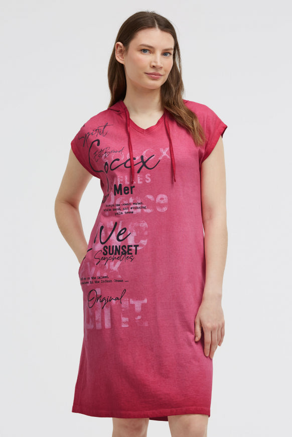 SOCCX Basic Hoodie-Kleid mit Wording Print