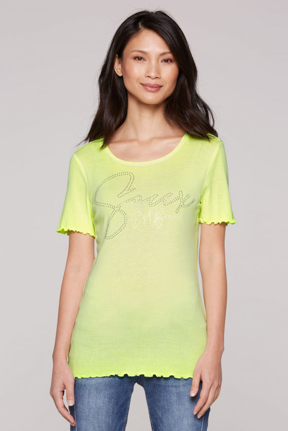 SOCCX Basic Rippshirt mit Logo aus Schmucksteinen