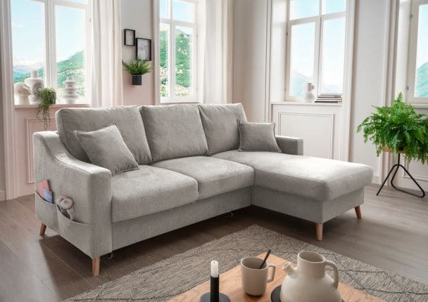 Benformato Ecksofa Valentina mit Bettkasten in verschiedenen Farben erhältlich Mikrofaser