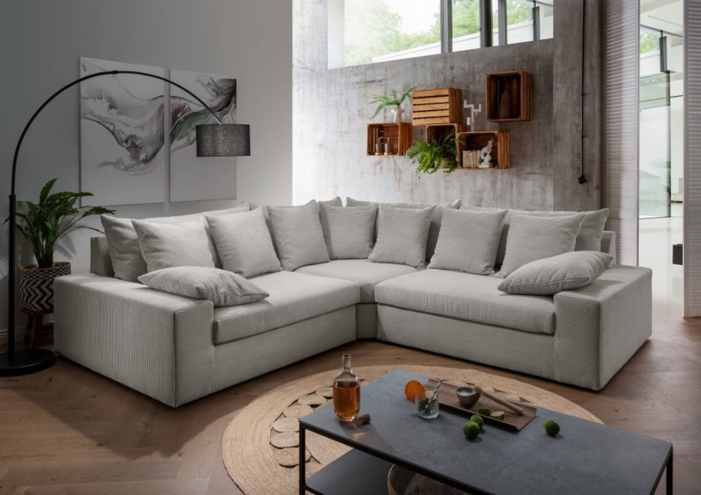 Benformato Avellino Sofa: Luxuriöses Ecksofa mit Breitcord-Bezug und Flexibilität für Ihr Zuhause