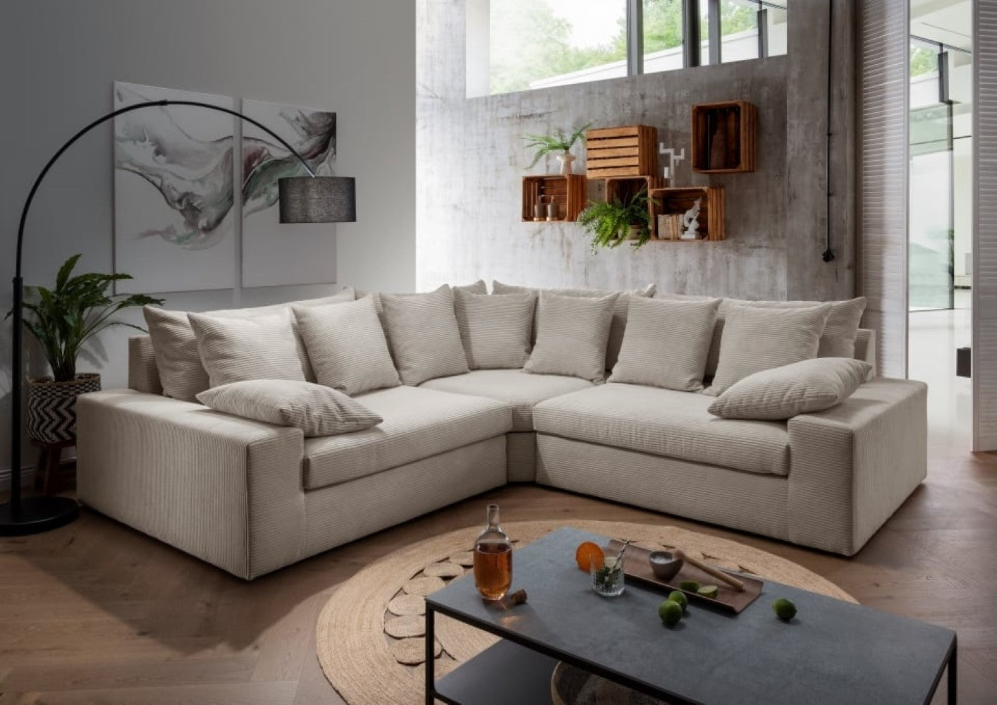 Benformato Avellino Sofa: Luxuriöses Ecksofa mit Breitcord-Bezug und Flexibilität für Ihr Zuhause