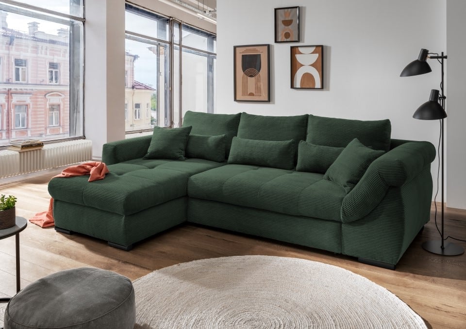 Entspanntes Wohnen: Das Sofa Federico von Benformato in verschiedenen Farben wählbar mit Schlaffunktion und Bettkasten