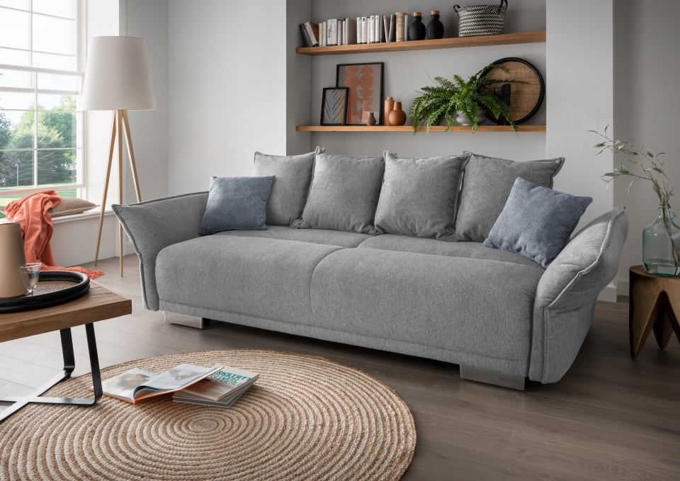 Big Sofa "Pera" von Benformato in Luxus-Mikrofaser mit Schlaffunktion, Bettkasten und wählbaren Farboptionen