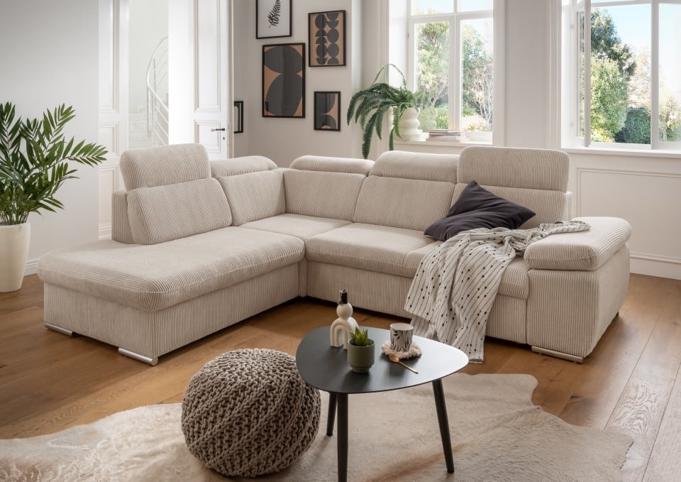 Benformato Sofa Vasto: Elegantes Design mit Schlaffunktion, Bettkasten und verstellbaren Kopflehnen in 4 Farboptionen - Jetzt bei Myhomelando entdecken