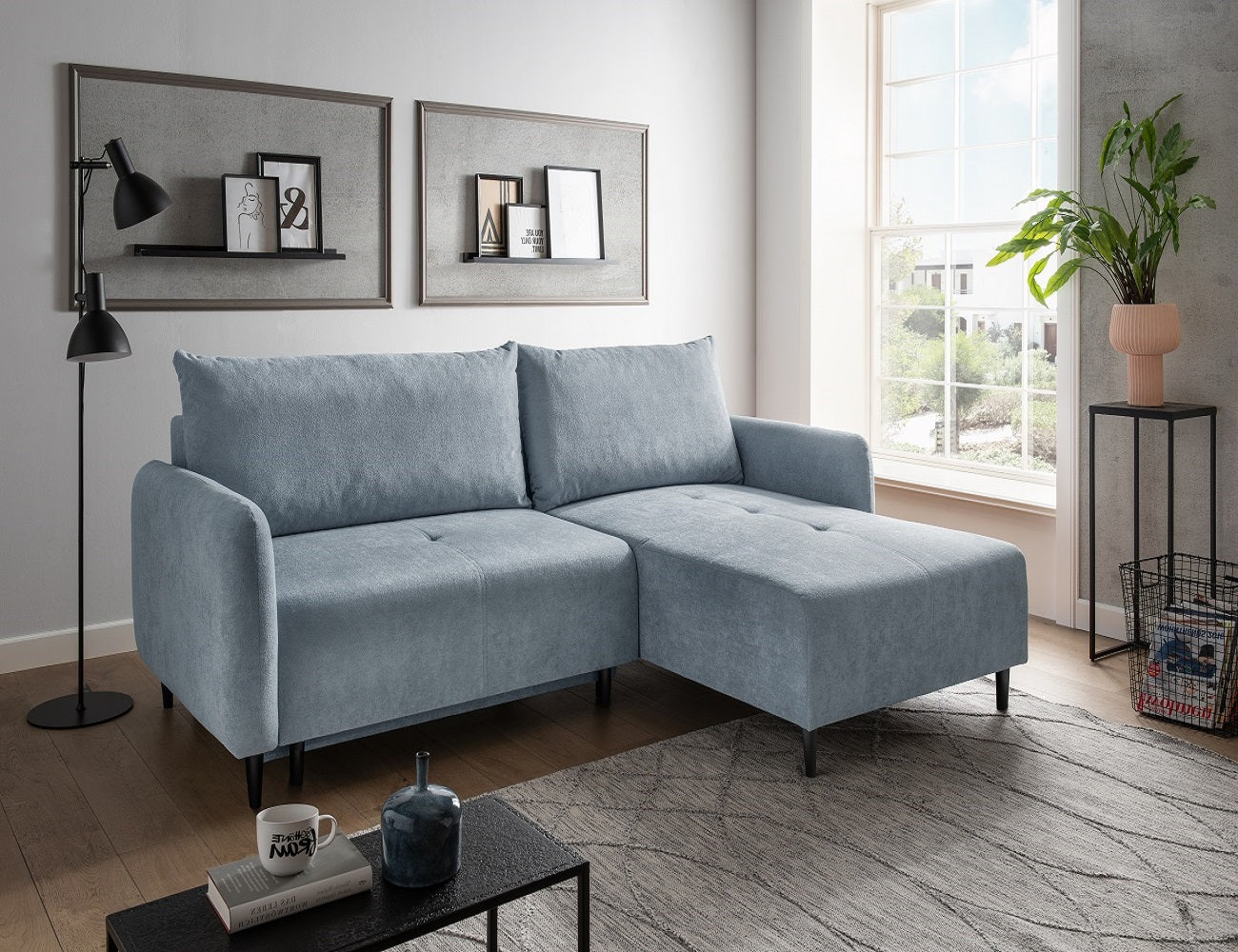 Ecksofa Mara mit Schlaffunktion und Bettkasten – Benformato