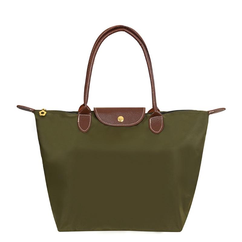 Neue Nylon Strand Tote Tasche Mode Damen Handtasche Tote Oxford Schulter Taschen Weibliche Wasserdichte Knödel Falten Einkaufstasche MIT Middle armee grüne