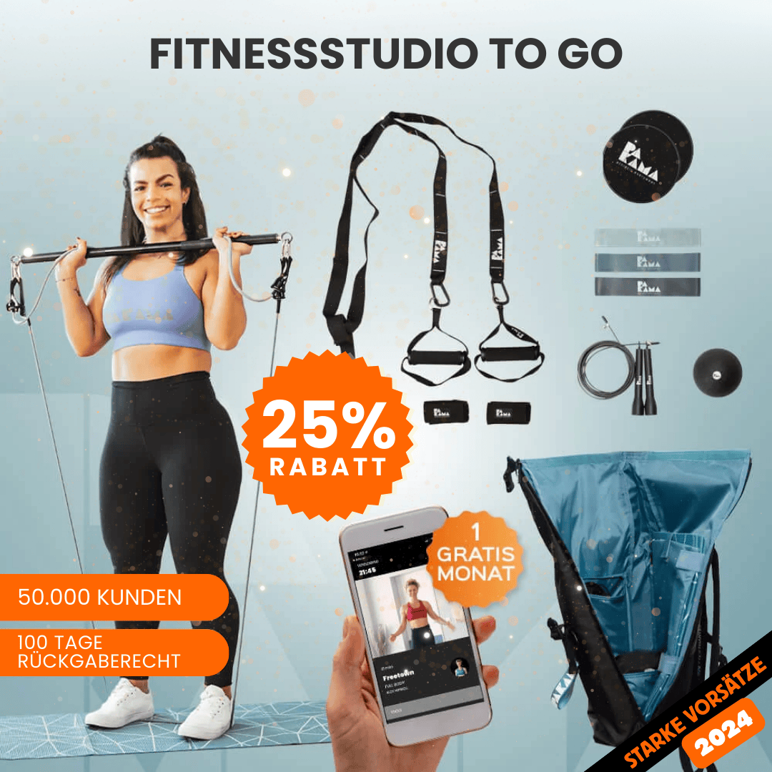 Fitnessstudio to Go (inkl. App) + Nutrition System - Alle Tools + Bag / BERLIN Black / Ohne