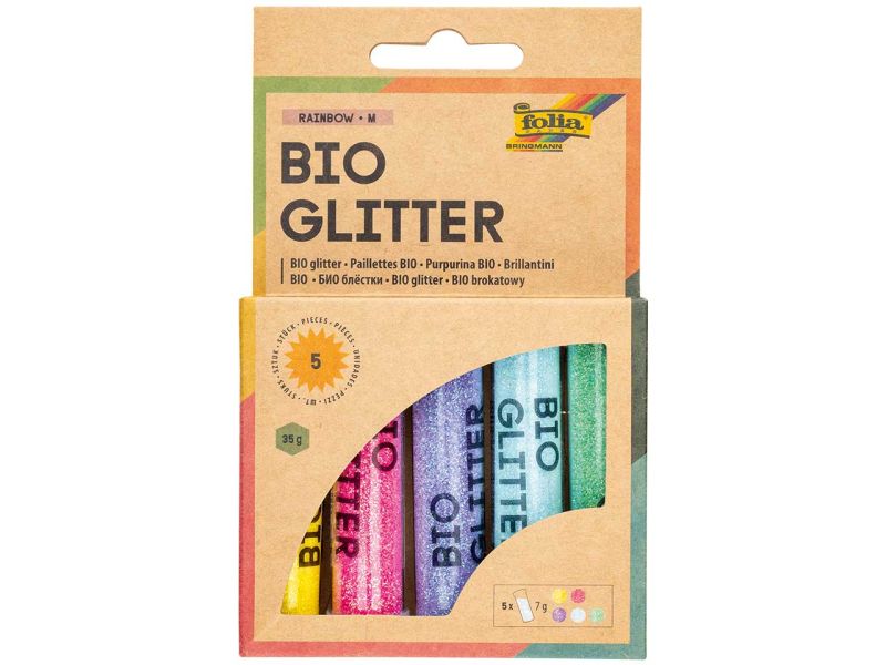 Folia BIO Glitter Mix »Rainbow«, 5-farbig sortiert